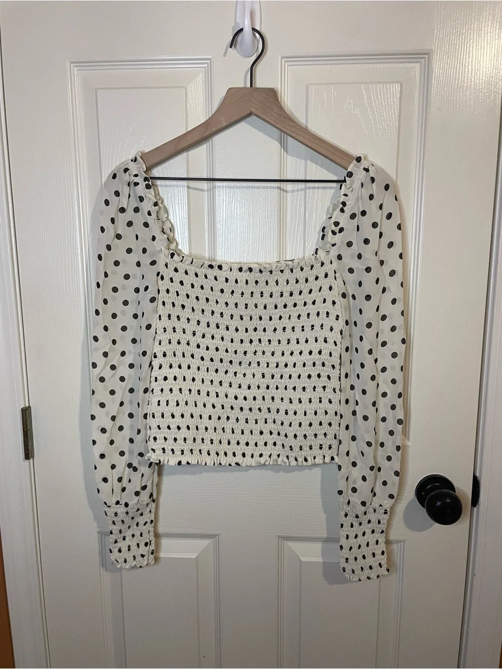 Reformation Pinto Top in White & Black Polka Dots Size Medium